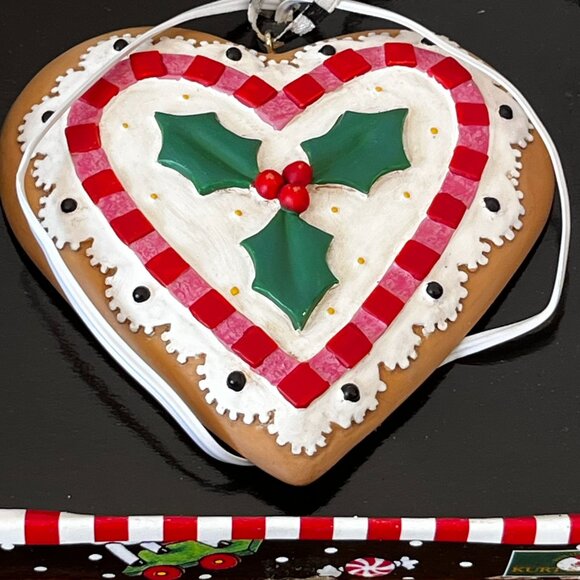 Mary Engelbreit Kurt Adler Christmas Ornament Heart Cookie Doily Holly Vintage - Picture 4 of 9